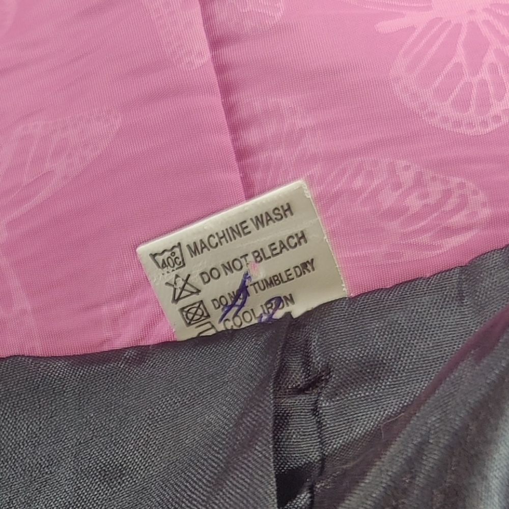 Pink Butterfly Pattern Ruffle Accent Winter Coat - Picture 13 of 16